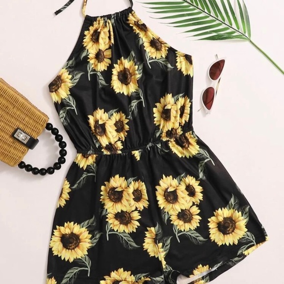 Shein Sunflower Halterneck Romper